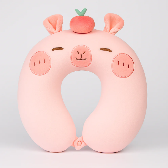 Pink Capybara Neck Pillow (Memory Foam)