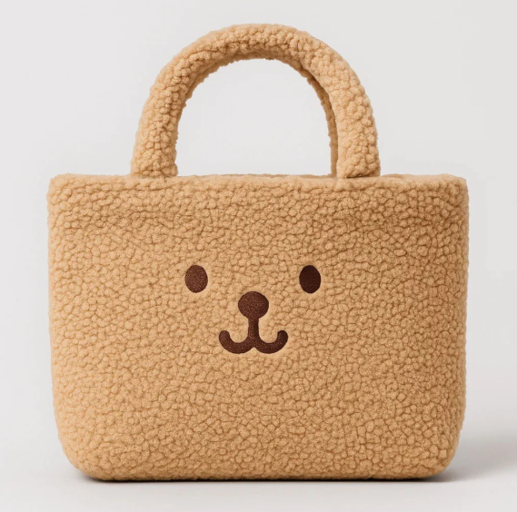 Reversible Brown Bear Furry Tote Bag