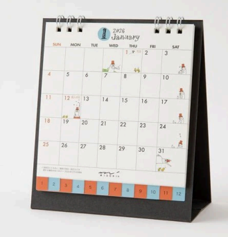 "Ojisan" Small Ring Desk Calendar 2026 / MIDORI