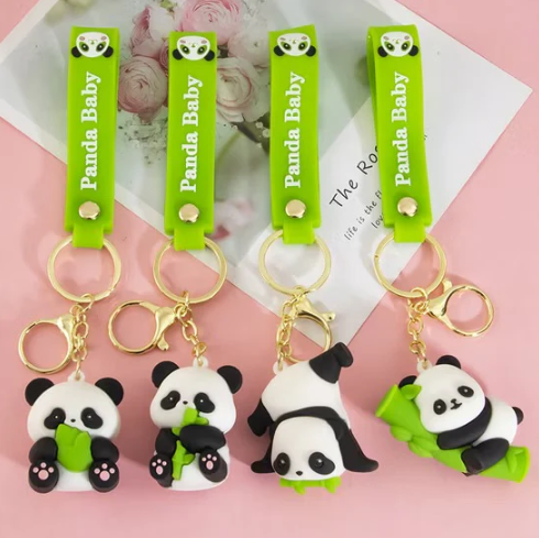 Bamboo Panda Silicone Keychain