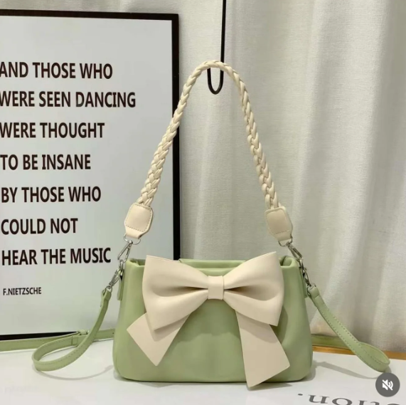 Bow Faux Leather Sling Bag