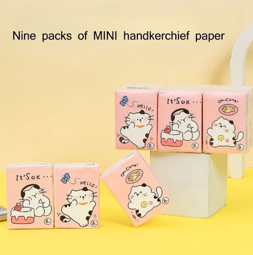 Cat Pocket Tissue Pack of 9