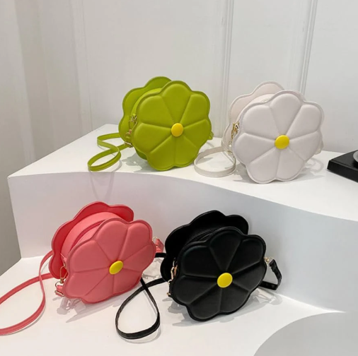 Faux Leather Flower Sling Bag