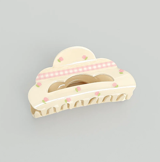Gingham and Flowers Claw Clip
