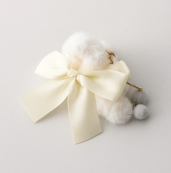 Fur Clawclips with Tassels White
