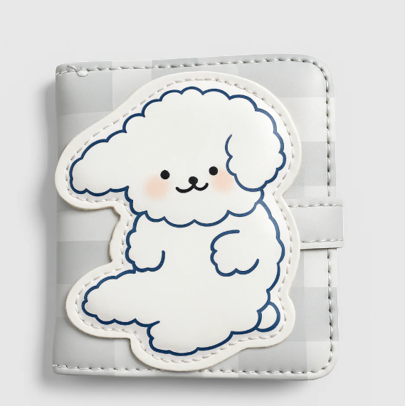 Happy Puppy Blue Gingham Wallet