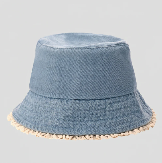 White Frills Plain Bucket Hat