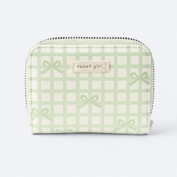 Green Bow Gingham Card Holder
