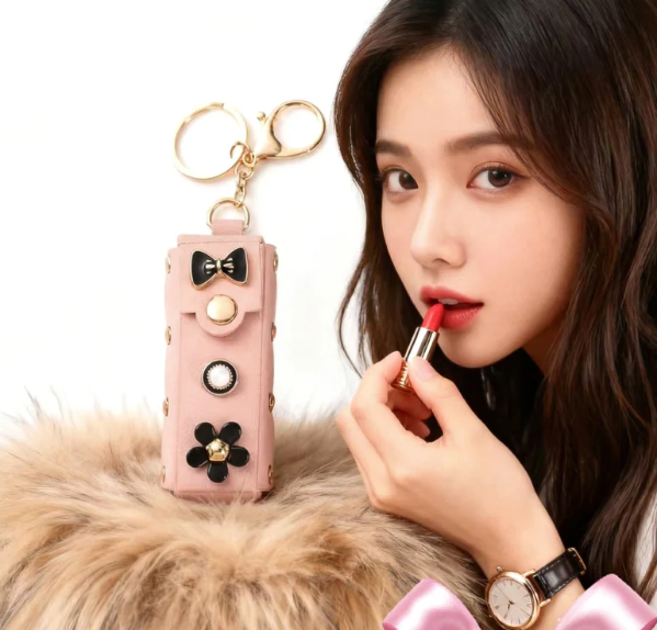 Stylish Mini Lipstick Case/Holder Keychain