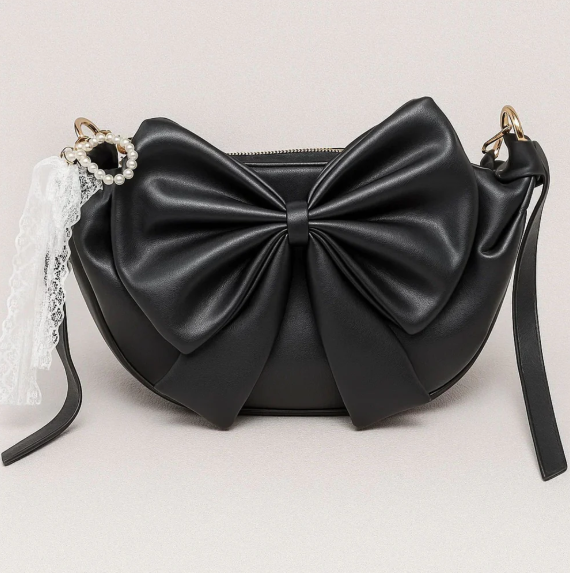 Round Bow Sling Bag - Black