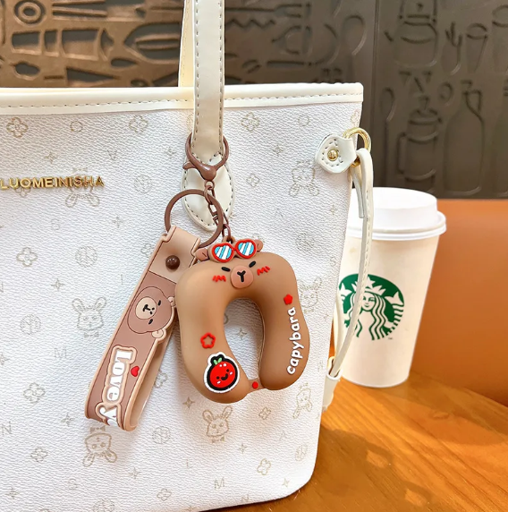 Capybara Neck Pillow Keychain / Bag Charm