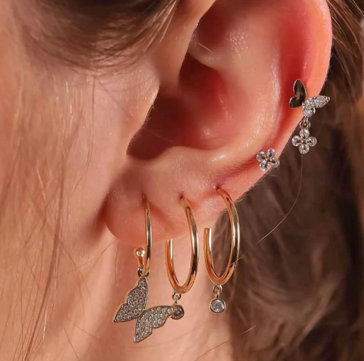 Floral Butterfly 5 in 1 Earring Set