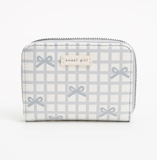 Blue Bow Gingham Card Holder