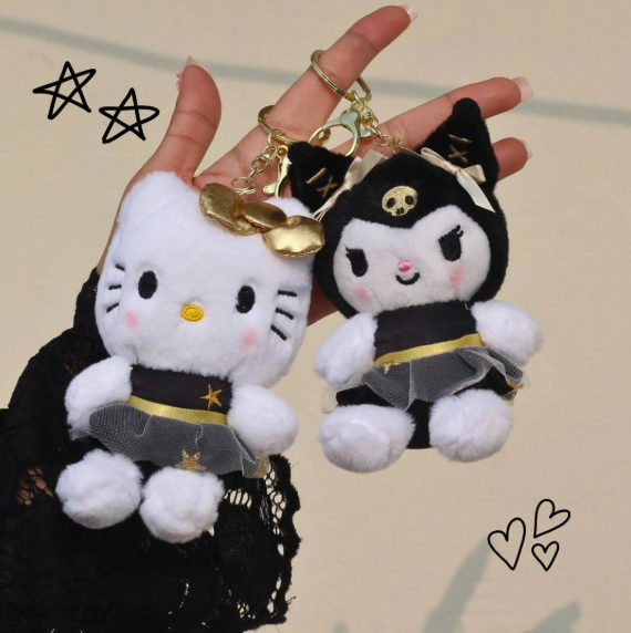 Black Sanrio Plush Keychain