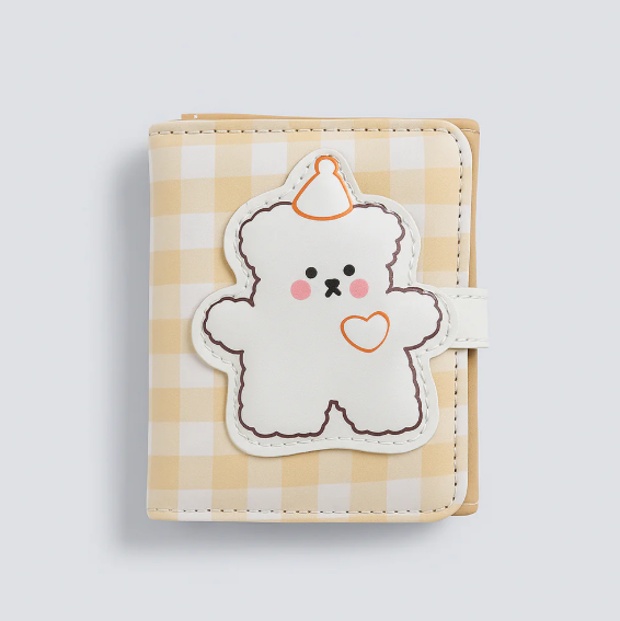 Party Puppy Beige Gingham Wallet