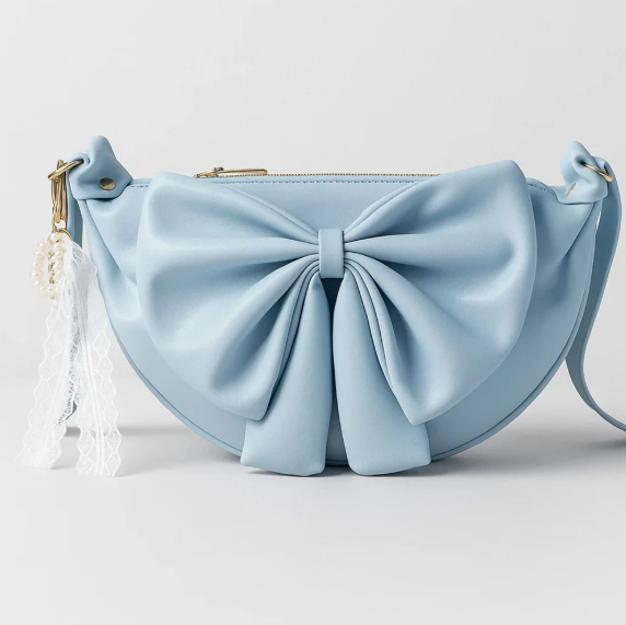 Round Bow Sling Bag - Powder Blue