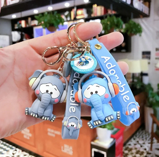 Headphone Elephant Keychain
