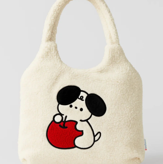 Red Apple Dog Furry Tote bag