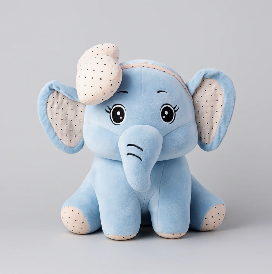 Bow Elephant Plush Toy Blue - Large