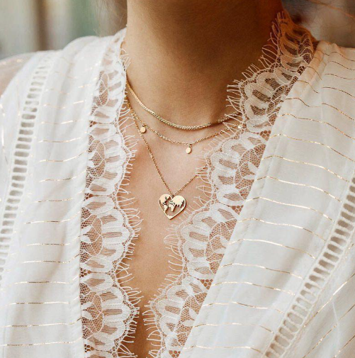 Heart Globe 3 Layer Necklace