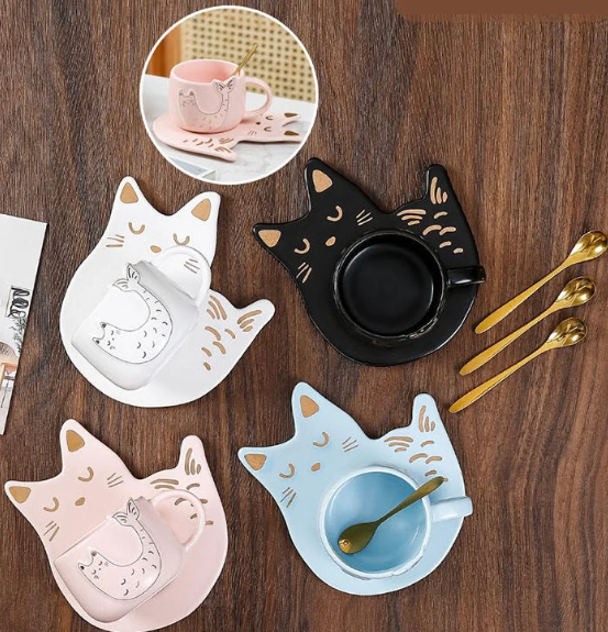 Cat Fish Coffee Cup with Plate