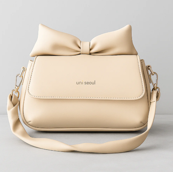 Puffed Bow Top Sling Bag