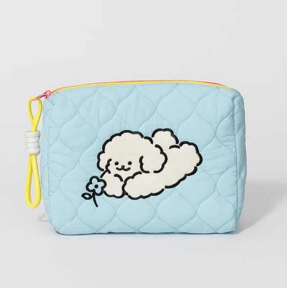 Lying Puppy Makeup Utility Bag Blue