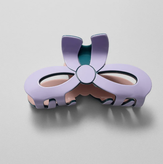 Blue Bow Shaped Solid Claw Clip