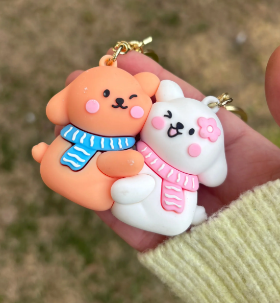 Puppy Magnet Couple Keychain