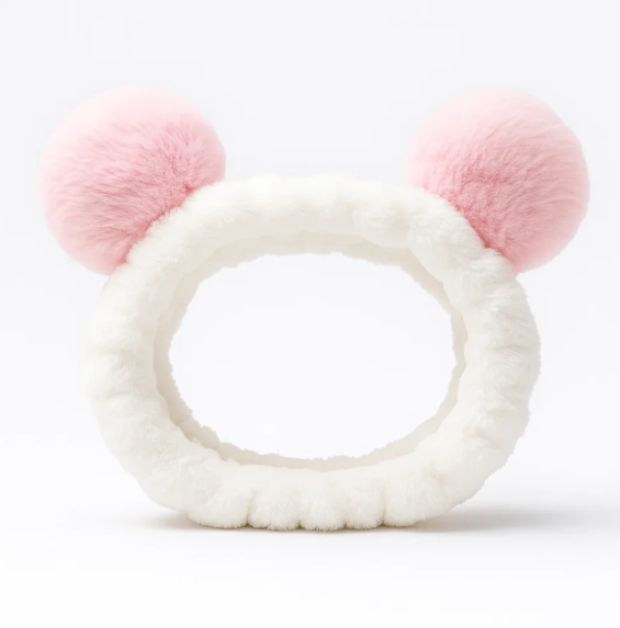 Pink Puff Balls Skincare Headband Soft