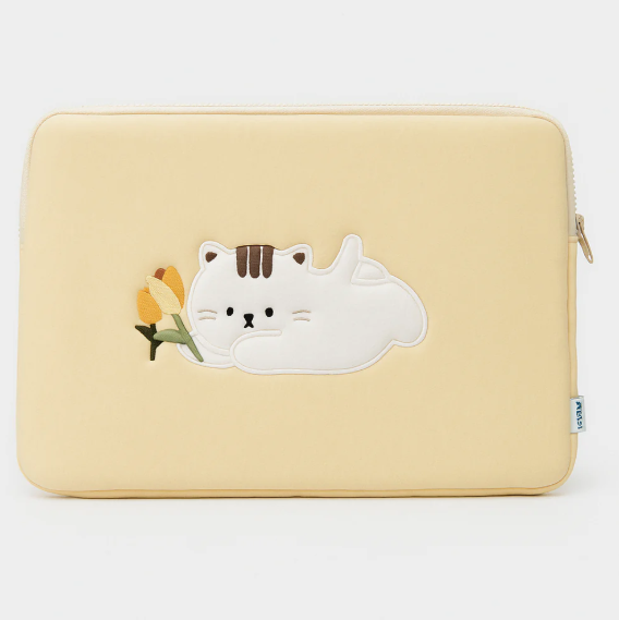 Cat With Yellow Tulip Laptop sleeve