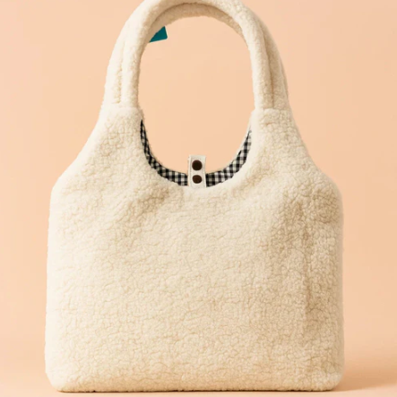 Happy Day White Furry Tote bag
