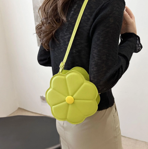 Faux Leather Flower Sling Bag