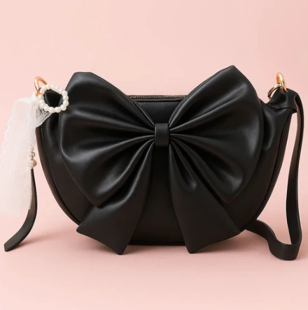 Round Bow Sling Bag - Black