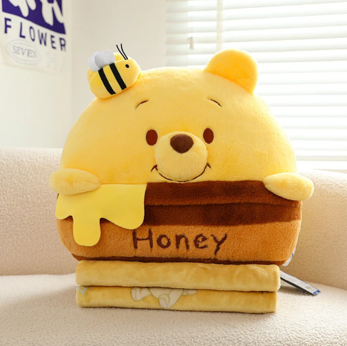 Honey Pooh Pillow + Microfibre Blanket