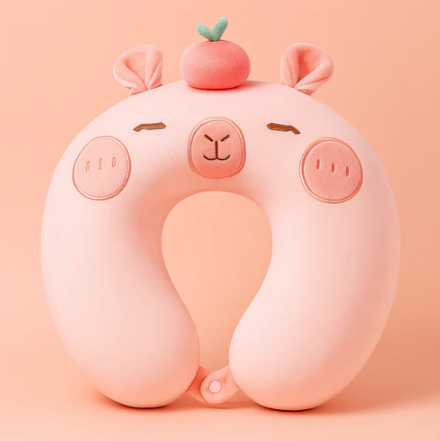Pink Capybara Neck Pillow (Memory Foam)