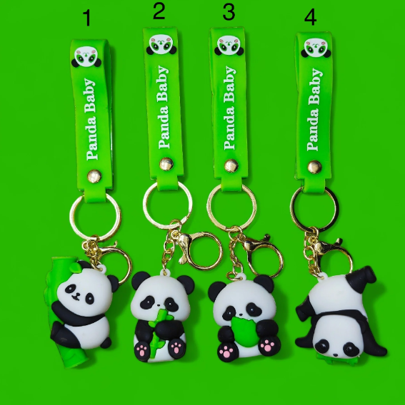 Bamboo Panda Silicone Keychain