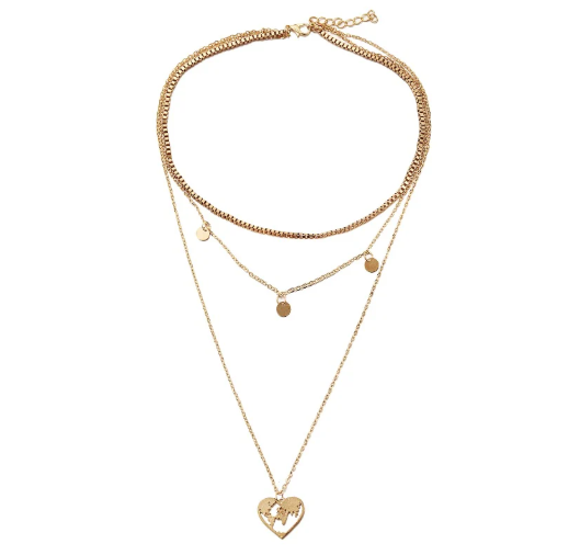Heart Globe 3 Layer Necklace