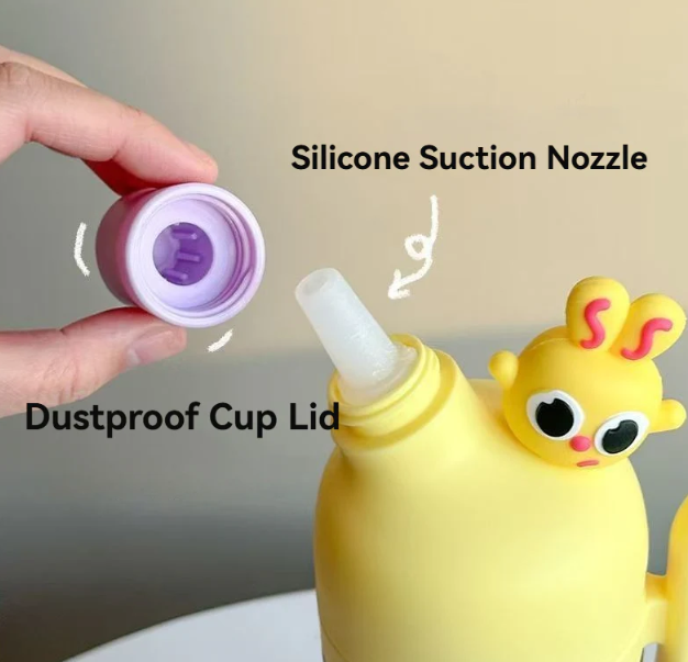 Cartoon Portable Bottle | Double Mouth with Straw & Handle - 800ml