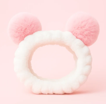 Pink Puff Balls Skincare Headband Soft
