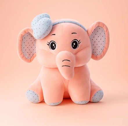 Bow Elephant Plush Toy Pink - Large