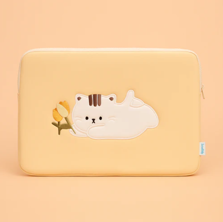 Cat With Yellow Tulip Laptop sleeve