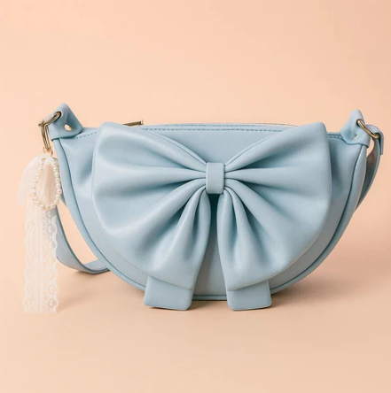 Round Bow Sling Bag - Powder Blue