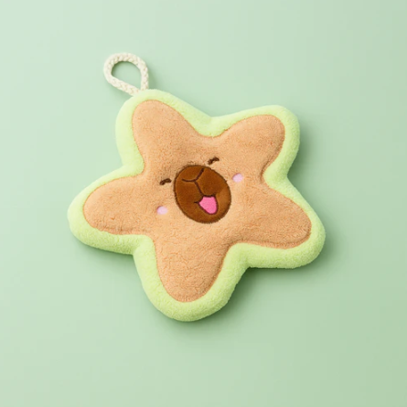 Star Capybara Shaped Hand Towel yellow