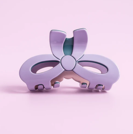 Blue Bow Shaped Solid Claw Clip
