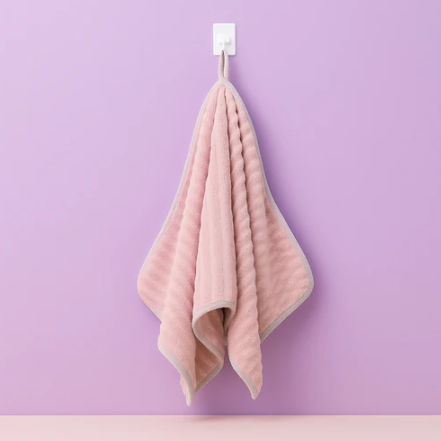 Block Lined Microfibre Towel - Pink
