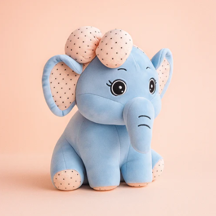 Bow Elephant Plush Toy Blue - Large