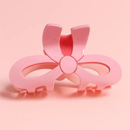 Pink Bow Shaped Solid Claw Clip