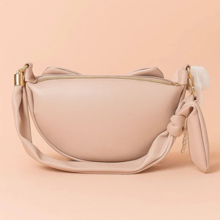 Round Bow Sling Bag - Beige