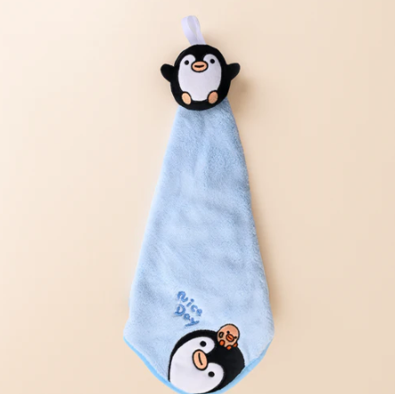 Penguin Plush Towel Blue